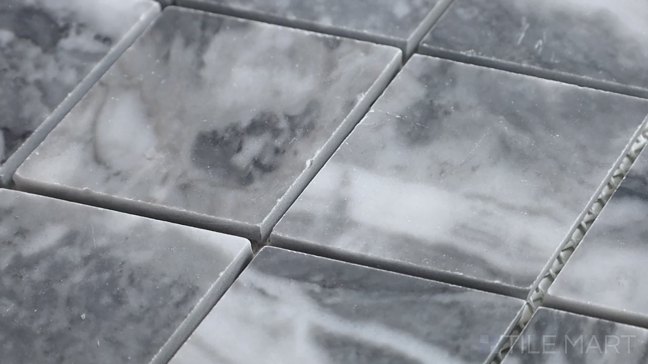 Sto-Re 2-3/4X4 Rhomboid Marble Mosaic 12X12 Bardiglio Polished