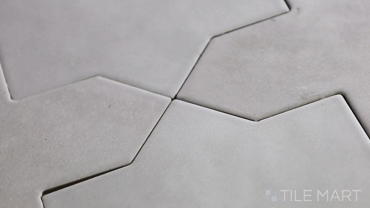 Video of Kasbah Star Smoke 6.5X6.5 Matte Porcelain Tile. A deep smoky grey tile with a striking Moroccan star motif, blending vintage and modern influences.