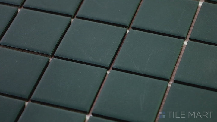 Video highlighting Marin Ocean Teal 2" Square Matte Glazed Porcelain Mosaic. A vibrant teal square mosaic tile with a matte texture, bringing energy and elegance to walls and floors.