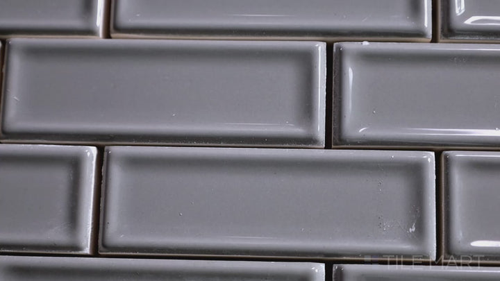 Roxy 1X3 Brick Porcelain Mosaic 12X12 Hematite Glossy