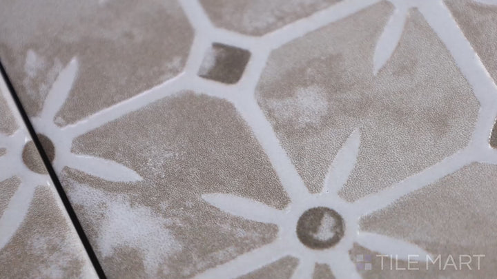 Video of Caliope Sand 6X6 Matte Porcelain Tile. A warm sand-colored tile with a matte finish, bringing an earthy and natural ambiance.