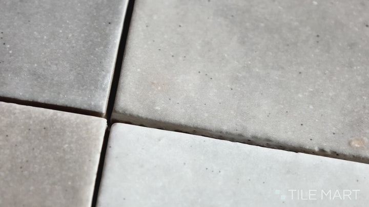 Video featuring Celine Greige 4X4 Matte Glazed Porcelain. A neutral matte tile blending grey and beige tones, complementing modern and classic designs.