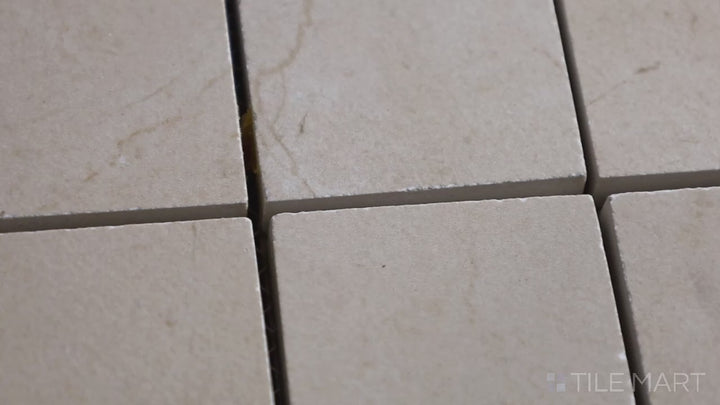 Video showcasing Tele Di Marmo Reloaded Marfil 2" Square Polished Porcelain Mosaic. A polished beige marble-look mosaic tile that adds warmth and elegance to any space.