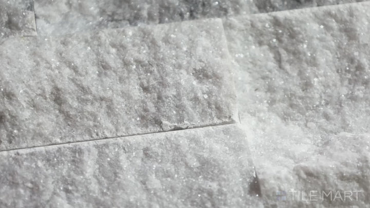 Video of Rockmount Gray 4.5X16 Mini Panel Splitface Marble. A textured splitface marble panel in a versatile gray tone, perfect for accent walls and exterior cladding.