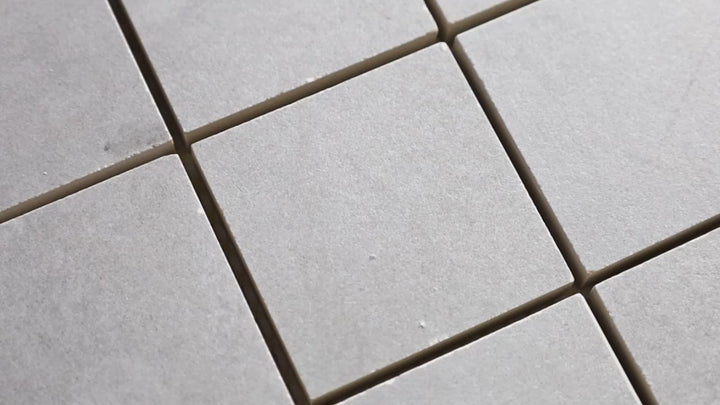 Video showcasing Kadence Perla 2-inch Square Matte Porcelain Mosaic. A soft pearl matte porcelain mosaic with a delicate texture, adding sophistication and visual appeal.
