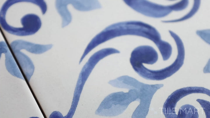 Video showcasing Mestral Bloom 9X9 Matte Porcelain. A charming floral-inspired matte tile that adds a decorative touch to vintage and modern spaces.