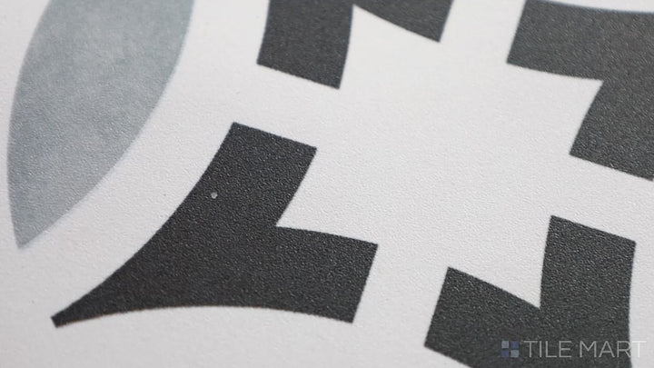 Video featuring Frame 15 Star B&W 6x6 Matte Porcelain. A striking geometric star pattern in black and white, enhanced by a matte texture, creating a stylish and contemporary statement.