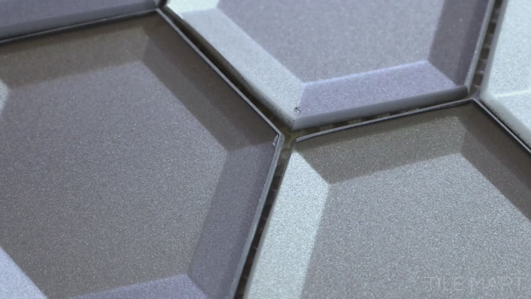 Bold Glass Dark Grey 3" Hexagon Glossy Mosaic