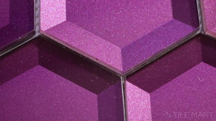 Glass Bold Hexagon Glass Mosaic 10X9 Purple Glossy