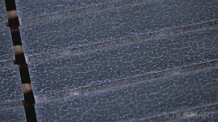 Video featuring Inyo Indigo Rectangle Satin Glazed Ceramic Mosaic. A rich navy blue rectangular tile with a smooth satin glaze, ideal for statement walls and stylish accents.