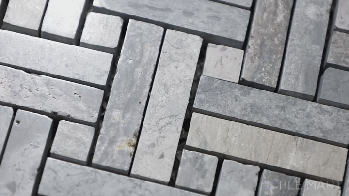 Video of Sto-Re Wooden Blue W/ Wooden Blue Dot Stanza Polished Marble Mosaic. A bold Wooden Blue marble mosaic with dot detailing, creating a striking stanza pattern for modern interiors.