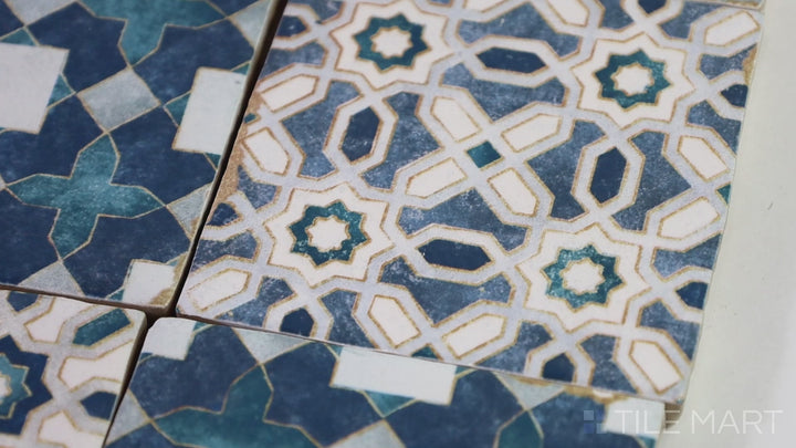 Video featuring Moroccan Habitat Azure 4X4 Matte Ceramic. A deep, ocean-inspired ceramic tile with a matte finish, evoking the serene beauty of Moroccan design.