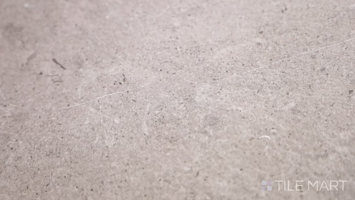 Video featuring Epika Pearl 12x24 Matte Porcelain. A soft pearl-colored porcelain tile with a matte surface, providing a subtle and elegant appeal.