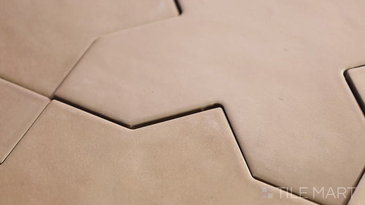 Video of Kasbah Cross Fawn 5X5 Matte Porcelain Tile. A warm fawn brown tile with intricate cross detailing, bringing an earthy touch to interiors.