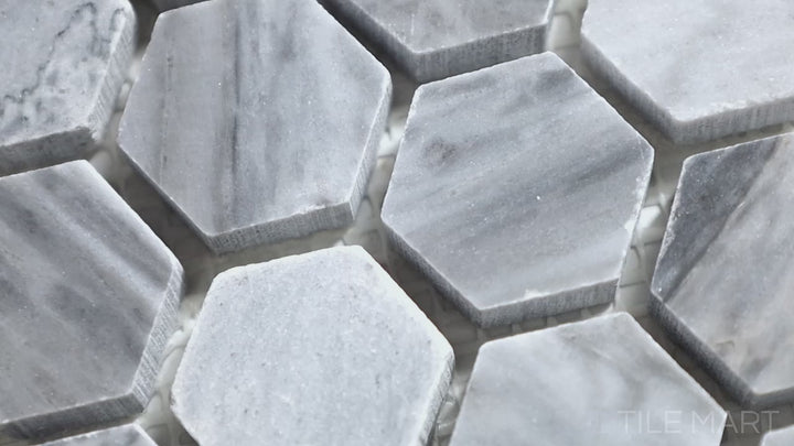 Sto-Re 1-1/8" Hexagon Marble Mosaic 12X12 Bardiglio Polished