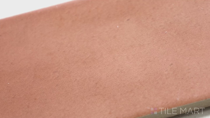 Video featuring Clay Brick 2.5X10 Matte Porcelain Tile. A warm, earthy brick-toned tile with a natural matte texture, ideal for industrial and vintage aesthetics.
