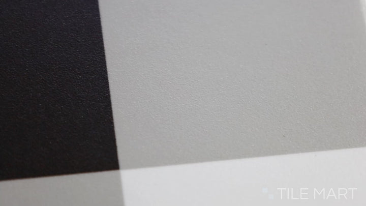 Video featuring Studio Plaid White & Black 8X8 Matte Porcelain Tile. A stylish plaid pattern combining white and black for a bold, modern look.