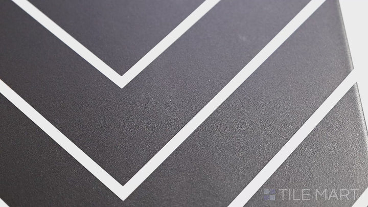 Video highlighting Studio Black With White 8X8 Matte Porcelain Tile. A deep black tile with crisp white accents, ideal for high-contrast designs.