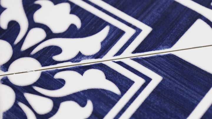 Video featuring Andratx Telmo Navy 6x6 Glossy Porcelain. A deep navy porcelain tile with a sleek glossy surface, bringing a refined and stylish touch with a polished finish.