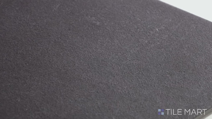 Video of Allora Black 7.375X12.75 Matte Glazed Porcelain. A modern black matte tile with elongated dimensions, ideal for sleek, contemporary spaces.