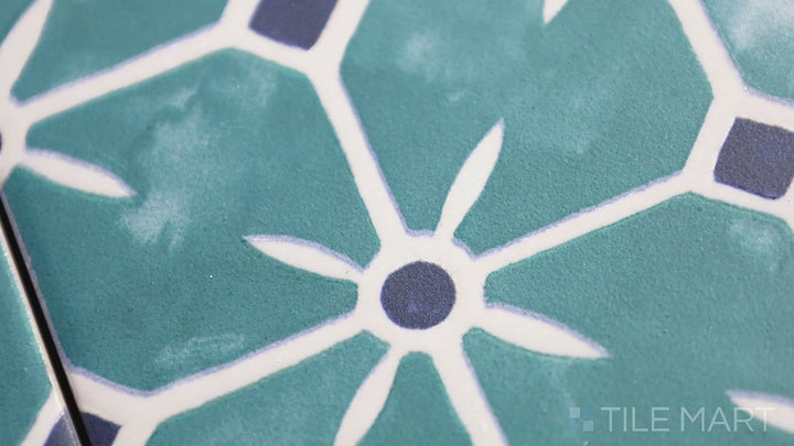 Video showcasing Caliope Turquoise 6X6 Matte Porcelain Tile. A vibrant turquoise tile with a natural matte texture, ideal for refreshing interiors.