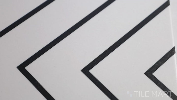 Video showcasing Studio White With Black 8X8 Matte Porcelain Tile. A minimalist tile featuring a crisp white background with striking black accents.