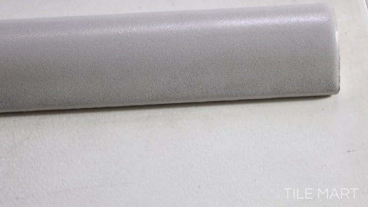 Video of Mallorca Grey 1x8 Matte Ceramic Pencil. A soft grey matte ceramic pencil trim, enhancing edges with a refined and modern finish.