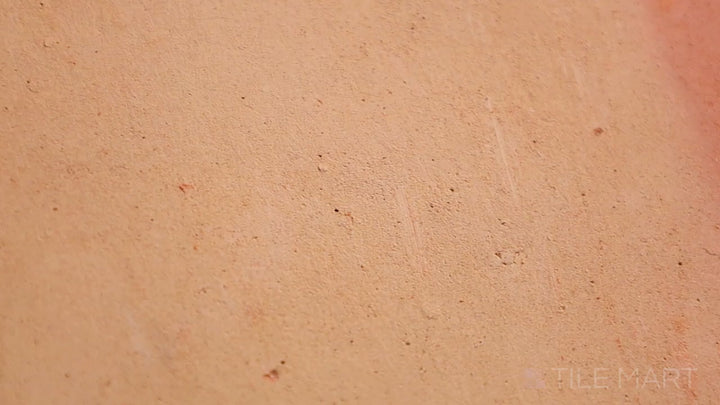 Video featuring Saltillo Salmon 16x16 Round Edge Natural Terracotta. A large terracotta tile with smooth rounded edges, offering a traditional yet refined look.