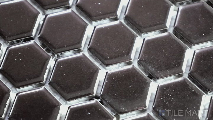 Domino 1" Hexagon Porcelain Mosaic 12X12 Black Glossy