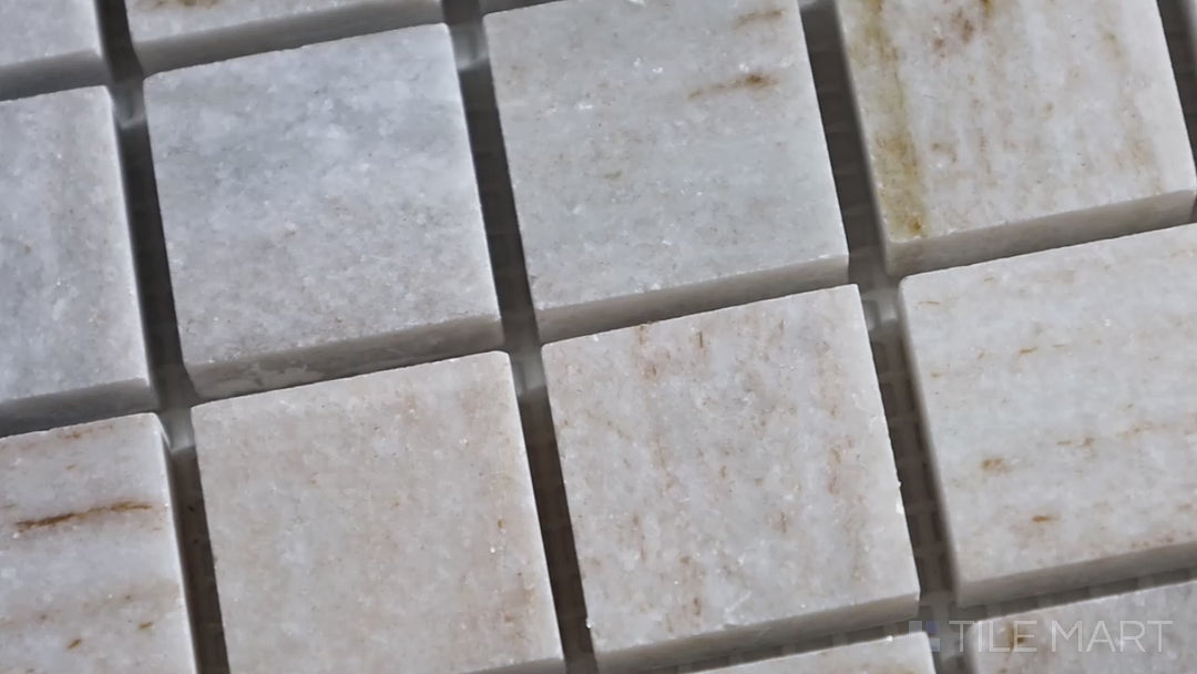 Sto-Re 5/8X5/8 Mini Square Marble Mosaic 12X12 Wooden Blue Polished