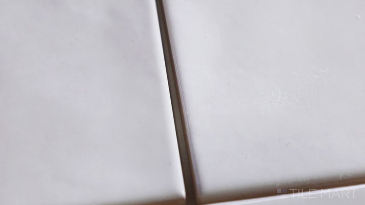 Video of Village White 5X5 Glossy Ceramic. A pristine white square tile with a glossy finish for timeless sophistication.