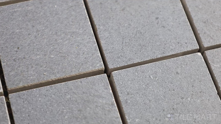 Video featuring Urban Living Coastal 2" Square Matte Porcelain Mosaic. A light beige mosaic tile with a smooth matte surface, ideal for accent walls and floors.