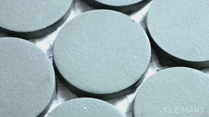 Video highlighting Makoto Midori Green 2" Round Matte Porcelain Mosaic. A refreshing green round tile with a matte glaze, perfect for nature-inspired and modern spaces.