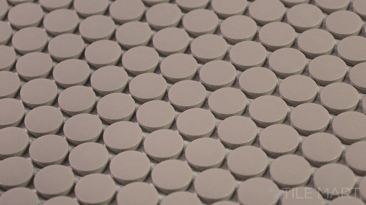 Video highlighting Marin Coastal Cliff 3/4" Penny Round Matte Glazed Porcelain Mosaic. A neutral-tone mosaic that brings a coastal, weathered charm to walls and floors.