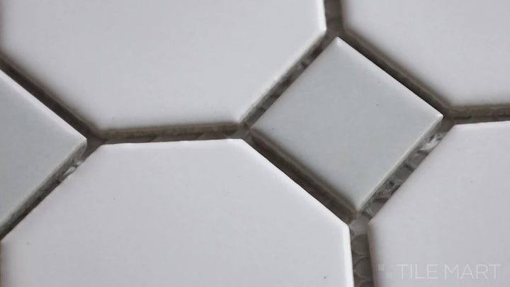 Porcelain Glazed Mosaics 2X2 Octagon White With Gray Dot Matte