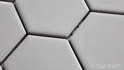 Retro 2X2 Hexagon Porcelain Mosaic 12X12 White Glossy