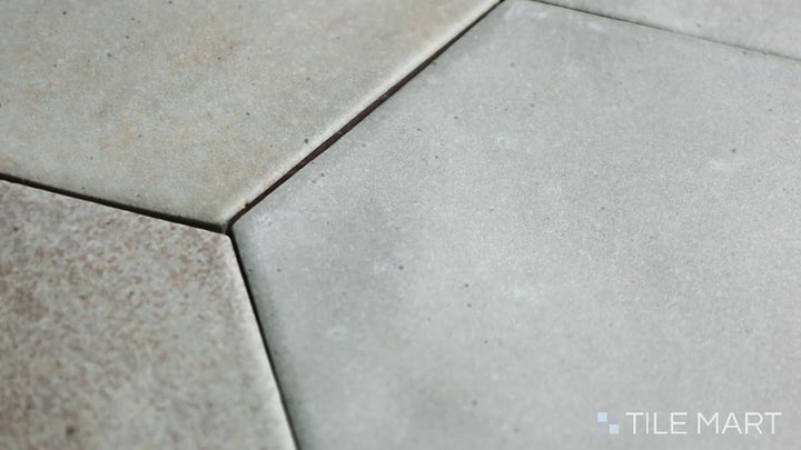 Video featuring Celine Sage 4" Hex Matte Glazed Porcelain. A nature-inspired soft green hex tile, adding organic charm to interiors.