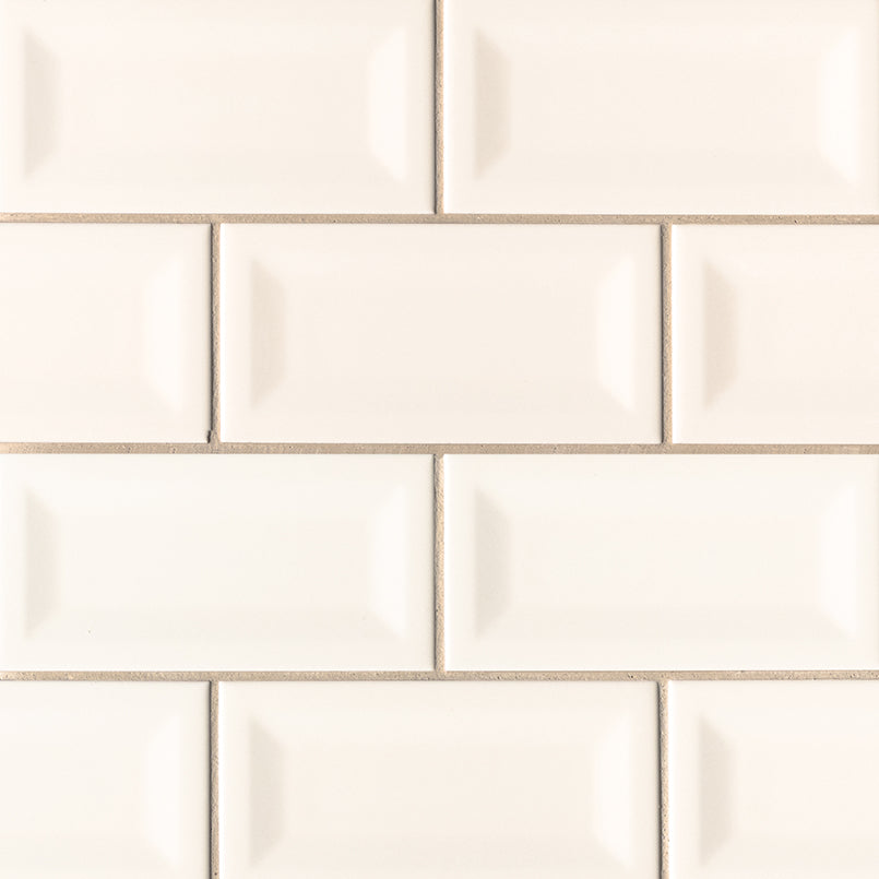Domino Inverted Bevel Porcelain Subway Tile 3X6 Almond Glossy