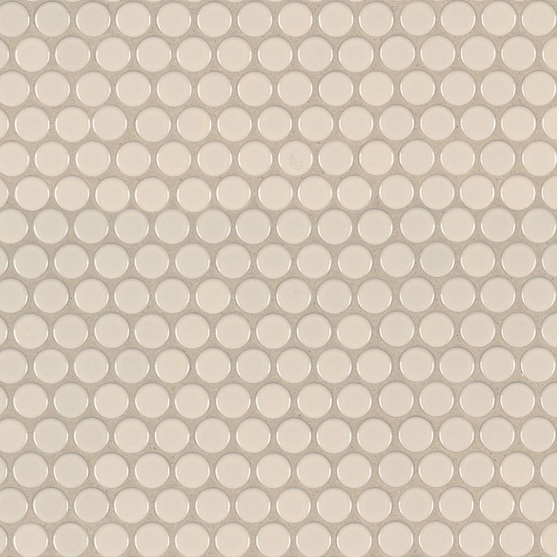 Domino Penny Round Porcelain Mosaic 12X12 Almond Glossy