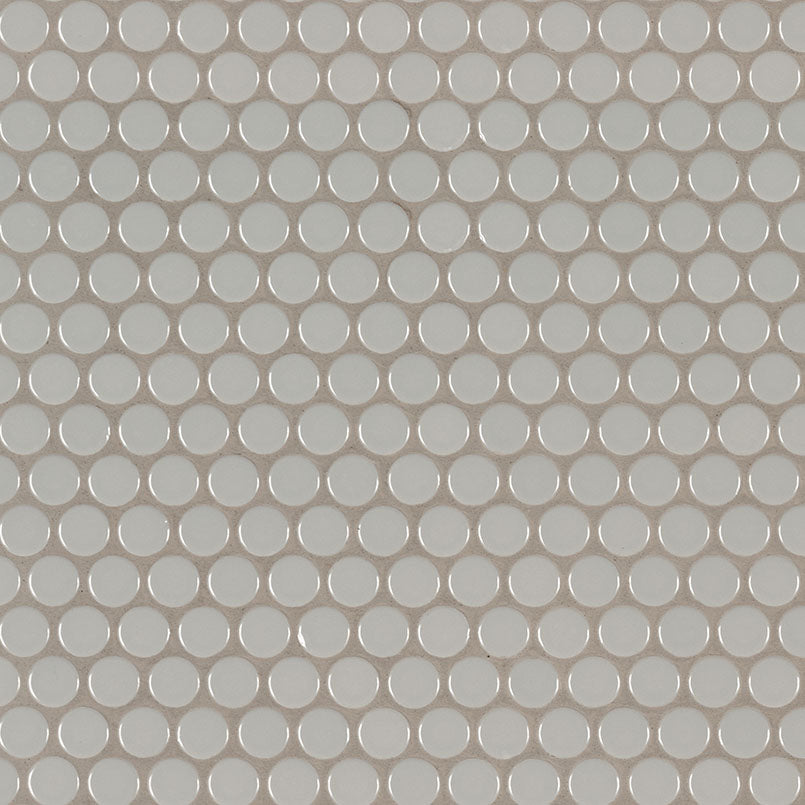 Domino Penny Round Porcelain Mosaic Misc. Gray Glossy