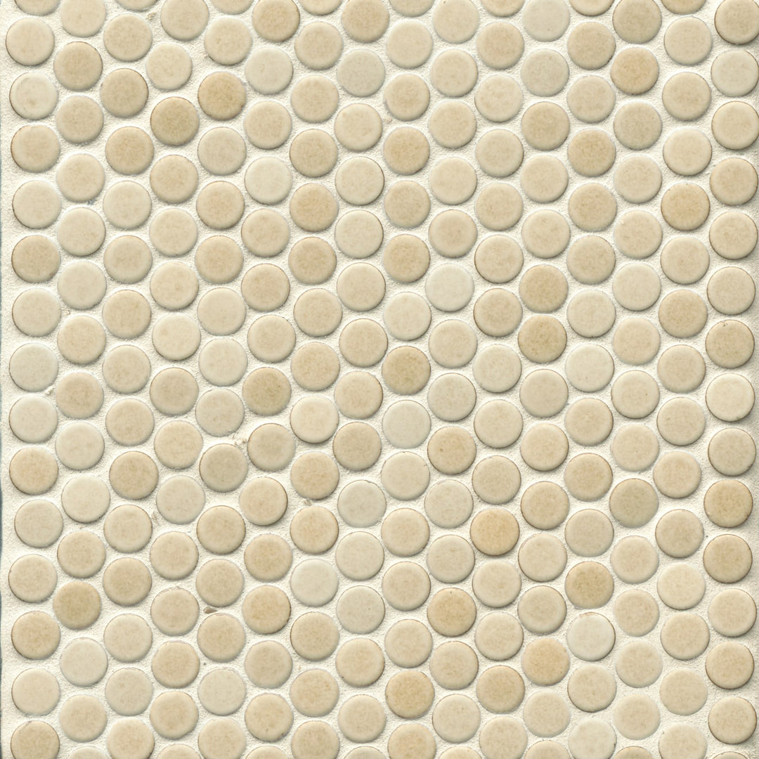360° 3/4" Penny Round Glazed Porcelain Mosaic 12X12 Beige Matte