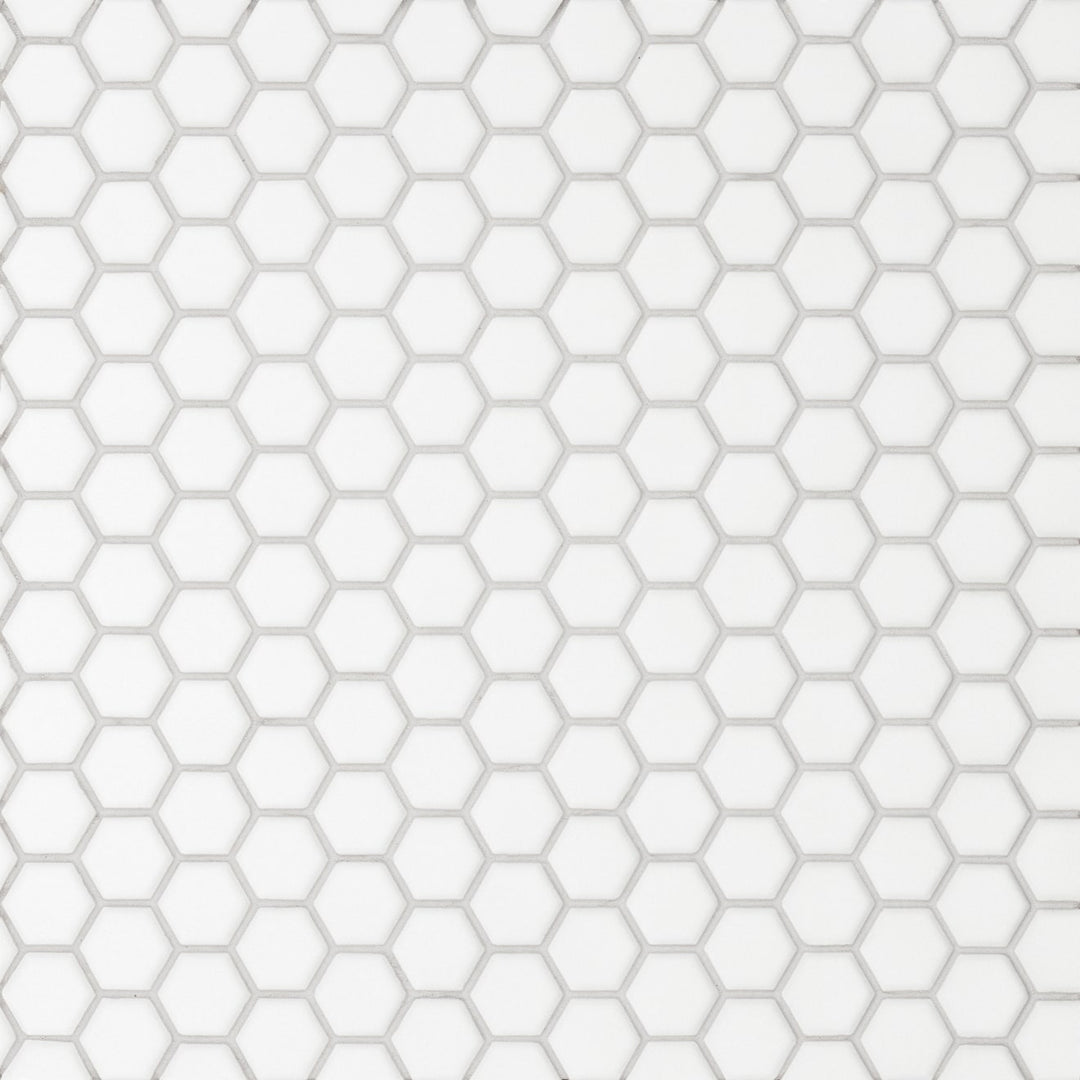 Le Café 1X1 Hexagon Glazed Porcelain Mosaic 10-1/4X11-3/4 White Matte