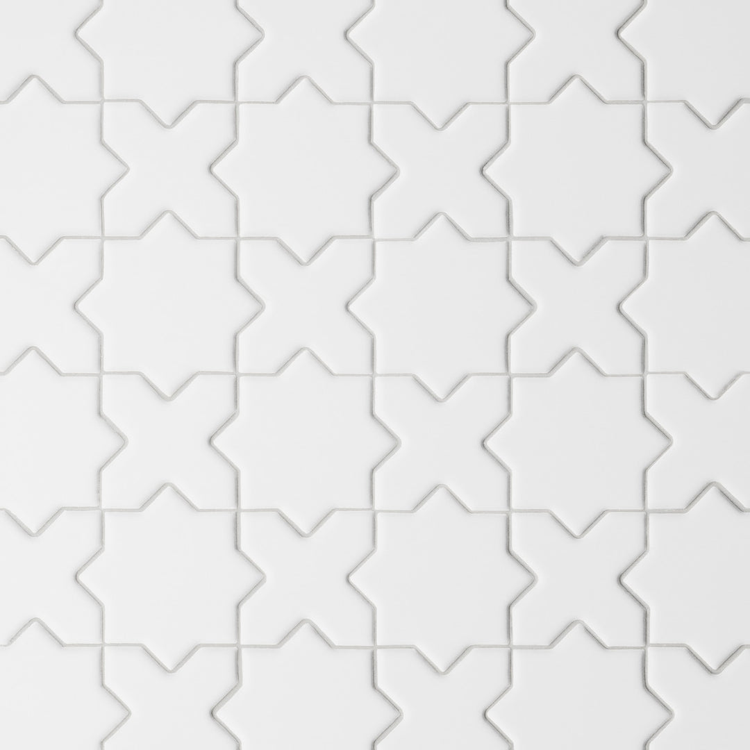Le Café Cross & Star Glazed Porcelain Mosaic 12X12 White Matte