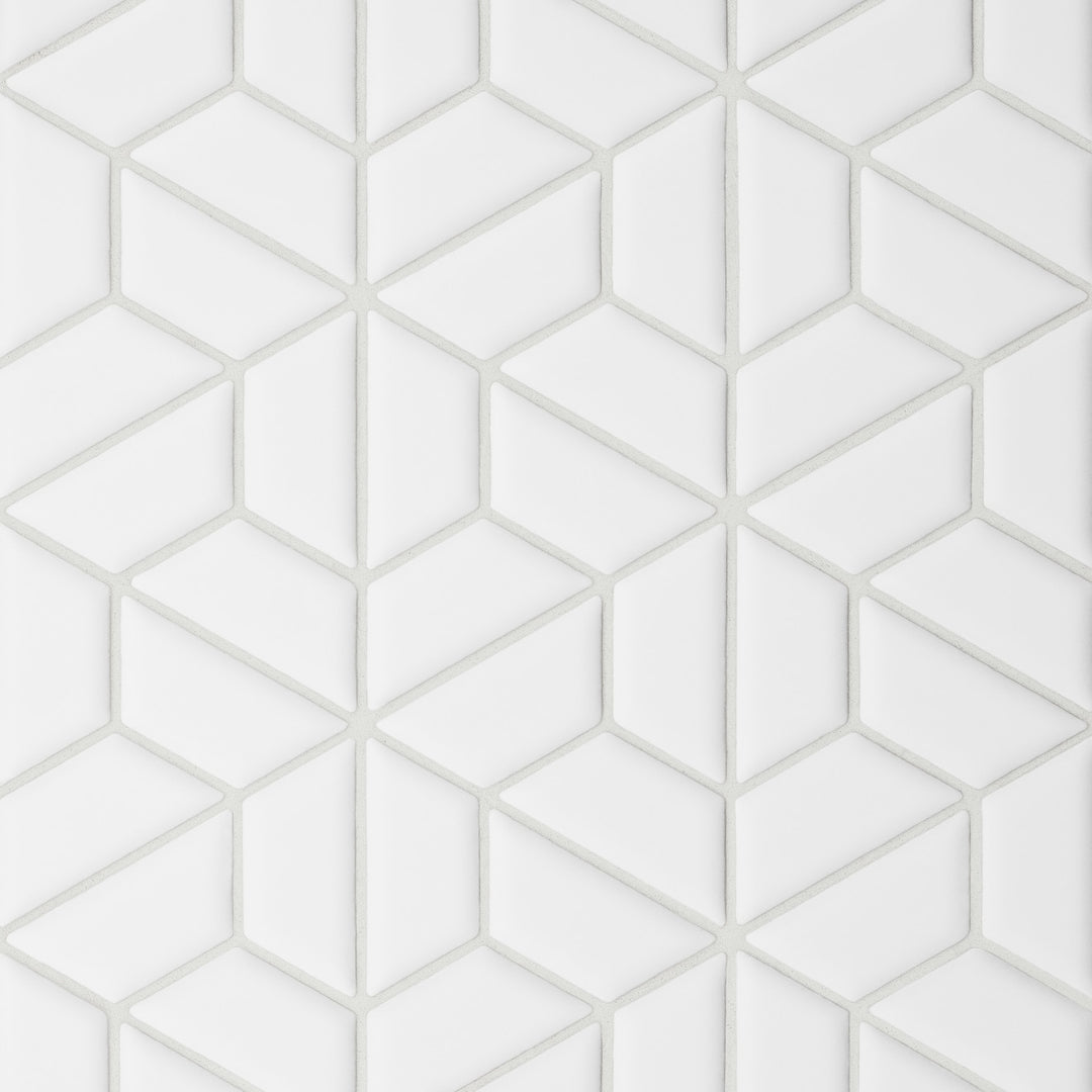Le Café Half Hexagon Glazed Porcelain Mosaic 11X12-3/4 White Matte