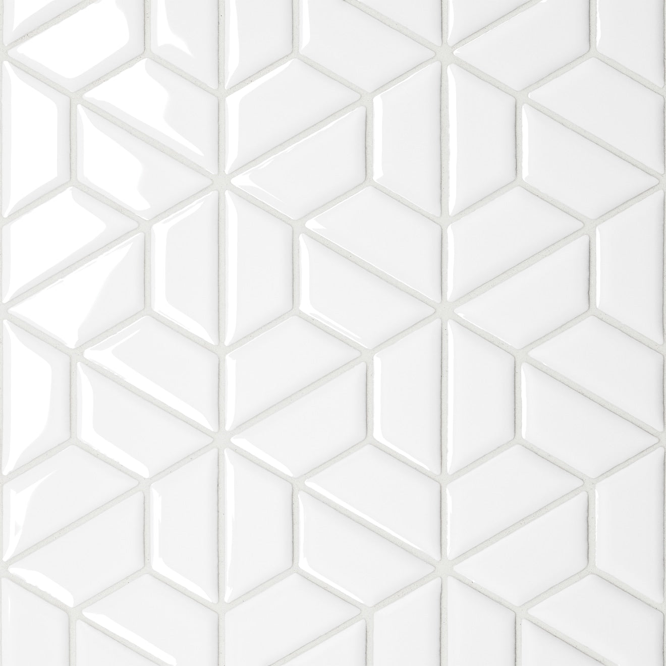 Le Café Half Hexagon Glazed Porcelain Mosaic 11X12-3/4 White Gloss
