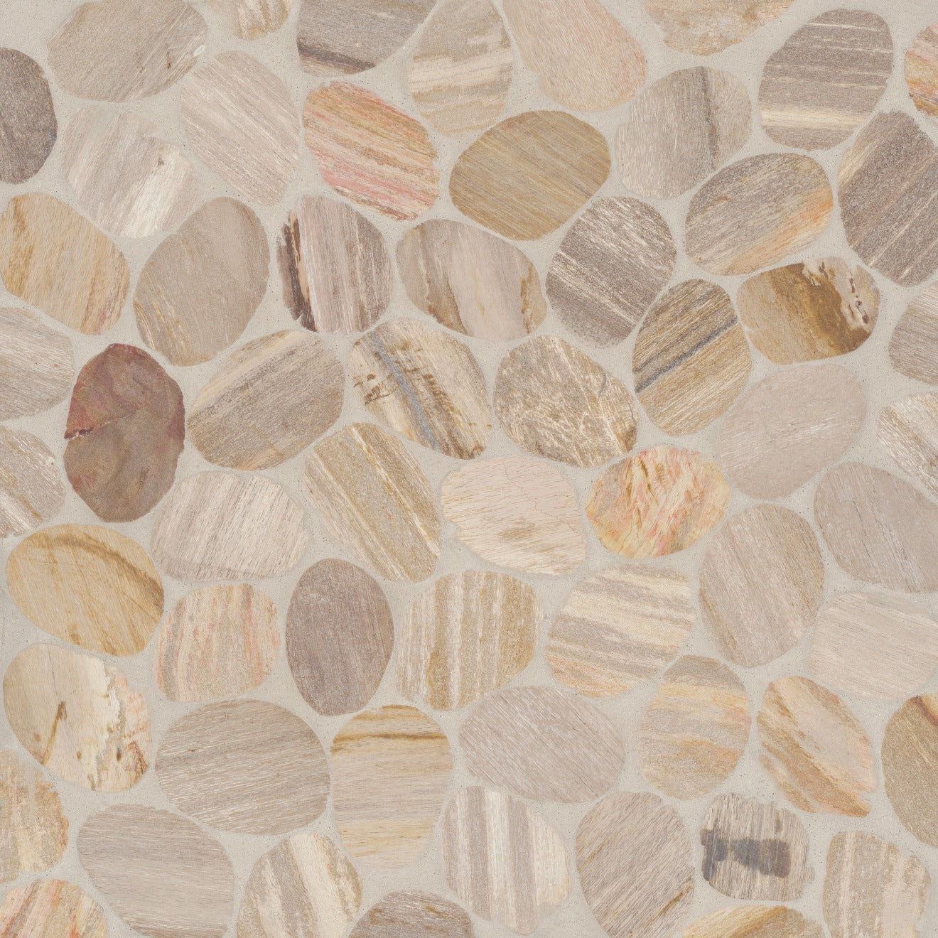 Waterbrook Sliced Pebble Stone Mosaic 12X12 Fossil Wood