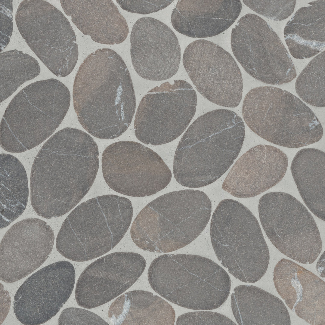 Waterbrook Sliced Pebble Stone Mosaic 12X12 Dark Grey