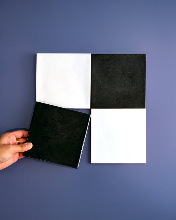 Sample Bundles — tile pieces held by hand