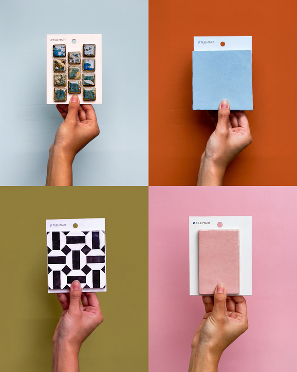 Standard Samples — tile swatches held by hand